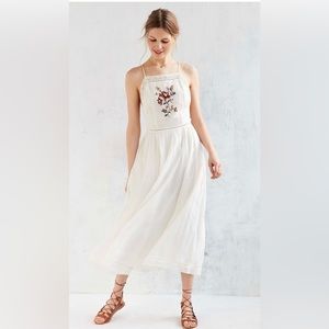 Urban Outfitters Kimchi Blue Needlepoint Apron Ivory Midi Dress